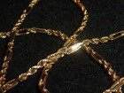Unique 10k Solid Yellow Gold Rope bar Link Necklace anklet - 13 