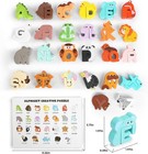 52pc Matching Game  Wooden Alphabet Animal Puzzles Abc Peg Puzzles F age 3  Kids