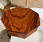 Vtg Octagon Handcrafted Rosewood Trinket Box 6  Lid Gorgeous Wood Grain Turned