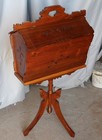 Antique Victorian Walnut Sewing Stand     Sewing Notions Holder