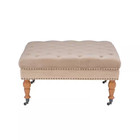 Isabelle Tan Velvet Tufted Square Accent 34 6 In  Ottoman