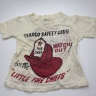Vintage 1950s Texaco Little Fire Chief Helmet Safety Club T-shirt Tee Gas Oil