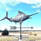 Handcrafted Sailfish Weathervane Copper W Green Patina Roof Mount Coastal Garden