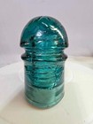 Vtg Brookfield Blue  green Glass Insulator  3- G5