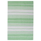 Eco Friendly Hand Woven   Reversible Cotton Stripe Rag Rug 100  Green   White