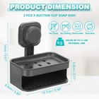 2pcs Wall Mounted Suction Cup Soap Dish Sponge Holder For Shower Kitchen  Gray