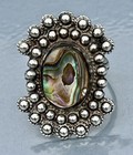 Mexico 925 Sterling Silver Vintage Abalone Shell Statement Ring Size 8 25
