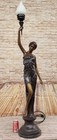 Bronze Sculpture Statue Sexy Goddess Torchiere Floor Lamp Hand Made Museum Decor