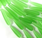 Tear Drop Beads  38mm  Peridot Green W frosted Sea Glass Finish  5 Pcs