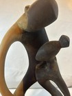 Vintage Hand Carved Wood Abstract African Mid Century Modern Two-tone Wood 18 x8
