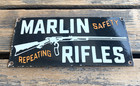 Vintage Marlin Rifles Pistol Gas Motor Oil Gasoline Porcelain Pump Station Sign