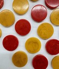Backgammon Checkers Set Of 30 Marbled Red And Butterscotch Bakelite Tested