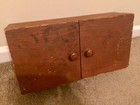 Vintage Primitive Pine Wood   Antique Spool Cabinet  sewing Box  For Restoration