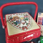Vintage Joan Walsh Anglund Sewing Basket Box W scissors Buttons Notions Birds