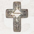 Vintage Cross Brooch Or Pendant Stamped Silver Ornate Design Signed