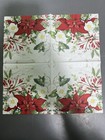 Two Single Cocktail Napkins For Christmas Winter Poinsettia Flowers Red Floral