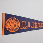 Vintage Original 1960s University Of Illinois Illini College Full Size Pennant