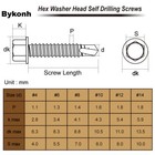 100 Pack 10 X 3 4 Black Hex Washer Head Self Drilling Screws 410 Stainless Steel