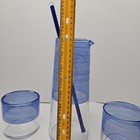 Two Tone Studios Hand Blown  Carafe With Stir Stick 4 Lowball Set  Fused  Glass