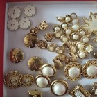 Gold Tone Button Lot 80   antique  Art Deco  Shell  Anchor  Flower  Pearl 