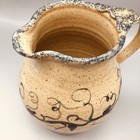 Vintage Signed Salt Glaze Stoneware Milk Pitcher Blue Vine Detail