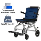 Medline Fold Flat Transport Chair - Compact  Lightweight   Portable Wheelchair