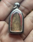 Vintage Thai Phra Rod Buddha Amulet In Metal Case Buddhist Pendant Collectible