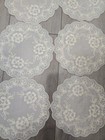 Vtg E  Braun Linen Coasters Cocktail Rounds 7 5  Floral Embroidery Scallop Set 9
