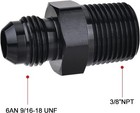 3 8  Npt To 6an Fitting Male Straight Fittings Adapter Aluminum Black 2pcs