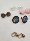 Vintage Mixed Lot Of 11 Pairs Clip-on screw-on Costume Earrings Mixed Material