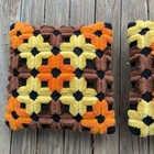 Vintage Throw Pillows 60s 70s Retro Yellow Orange Brown Square 11x11 Handmade