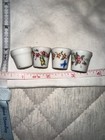 Vintage Set Of 4 Porcelain Thimbles With Floral  Bird   Butterfly Designs