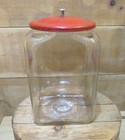 1 Lance Crackers Glass Jar With Red Metal Lid  7 w X 8   d X 13 h Without The Lid