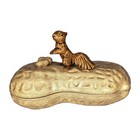 Vintage Handmade Mcm Ceramic Squirrel On Peanut Lidded Nut Dish 8  Signed 1971