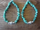 Navajo Indian Sterling Silver   Turquoise Nugget Dangle Earrings - Doreen Jake