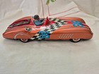 Nice Vintage 1950 s Large 11  Tin  Friction Race Car - Runs With Sounds