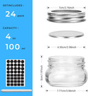 24 Pack 4 Oz Mason Jars With Airtight Lids   Bands  100 Ml Small Glass Canning J