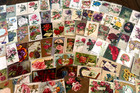 Huge Lot Of 175 vintage Antique Greetings Postcards-with Flowers in Sleeves 