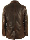 Men s Military Look Royal Button Vintage Genuine Leather Pea Coat Jacket