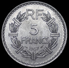 France   1947   5 Francs   Open 9 Variety   Au  unc   World Coin        W- 502b       