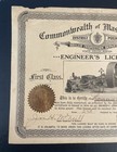 Vintage 1904 Commonwealth Of Massachusetts Engineer   s Liscence