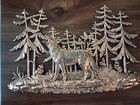Vintage A f Canada Copper Toned 3d Relief Wolf Wood Wall Plaque Cabin Decor