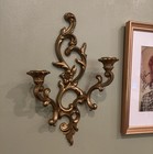 Vintage 1960 Hollywood Regency Syroco Gold Wall Double Sconces Candle Holders