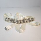 Rosebuds Bridal Sash Belt Ivory Rhinestone Crystal Wedding Dress Waist Tie
