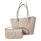 Michael Kors Jet Set Medium Carryall Tote   Pouchette Set White Airplane Print 
