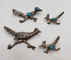 Vintage Navajo Roadrunner 12 Grams 925 Sterling Silver Turquoise Brooch Bird Lot