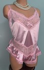 New Glossy 2nd Skin Satin Teddy Bodysuit 3x Frilly Lace Sheer Cheeky No Wires