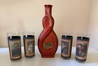 Vintage Beam s Choice Bourbon Whiskey Bottle And 4 Glasses Orange Brown Antique