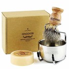 Badger Hair Shaving Brush Set Men Wet Shave Wood Handle Lather Bowl Stand Soap