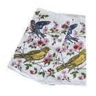 Vintage Linen Tea Towel Set Parisian Bird Warbler Blue Floral Kitchen 16 X 28 5